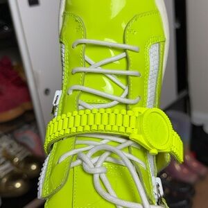 Calvin Klein  Neon Yellow High-Top Sneakers with Decorative Strap